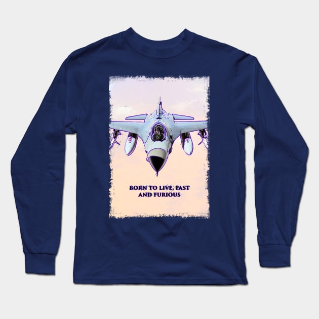 Fighter Jet Born P5 Long Sleeve T-Shirt by FasBytes